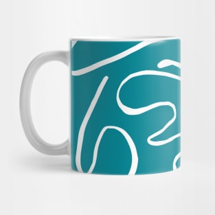 Teal Blue Squiggle Pattern Mug